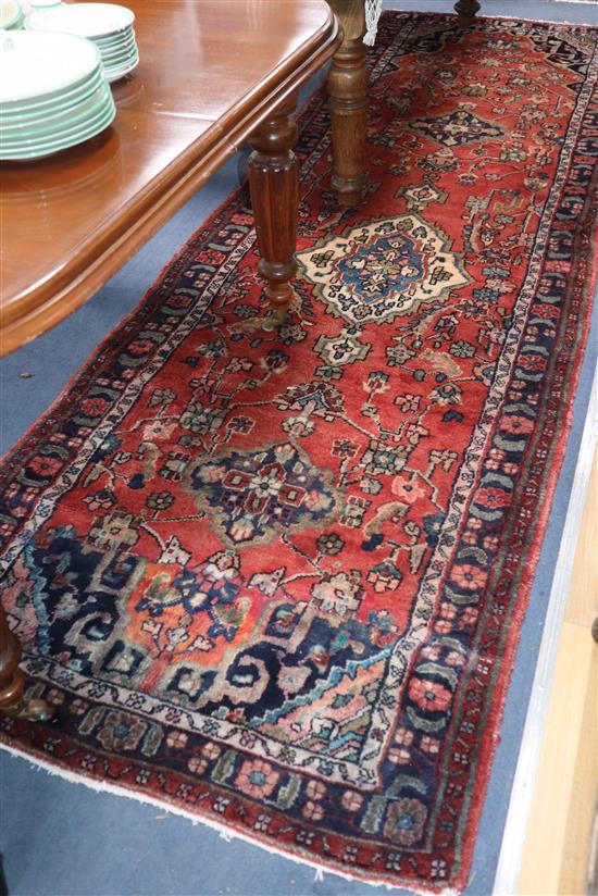 A Hamadan hall carpet 345 x 105cm